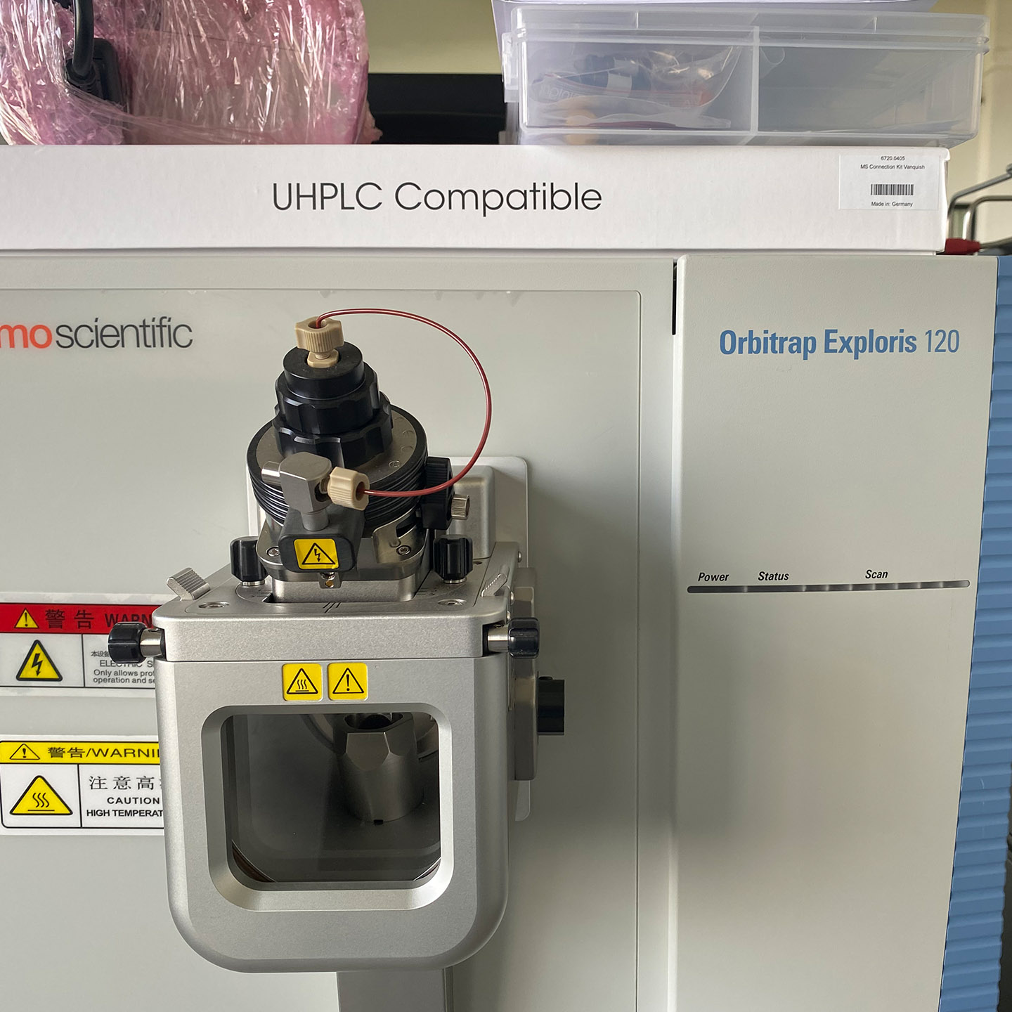 赛默飞 Orbitrap Exploris 120 高分辨质谱仪 离子源 实拍特写 赛默飞 Thermo Scientific Orbitrap Exploris 120 高分辨质谱仪 离子源 实拍特写